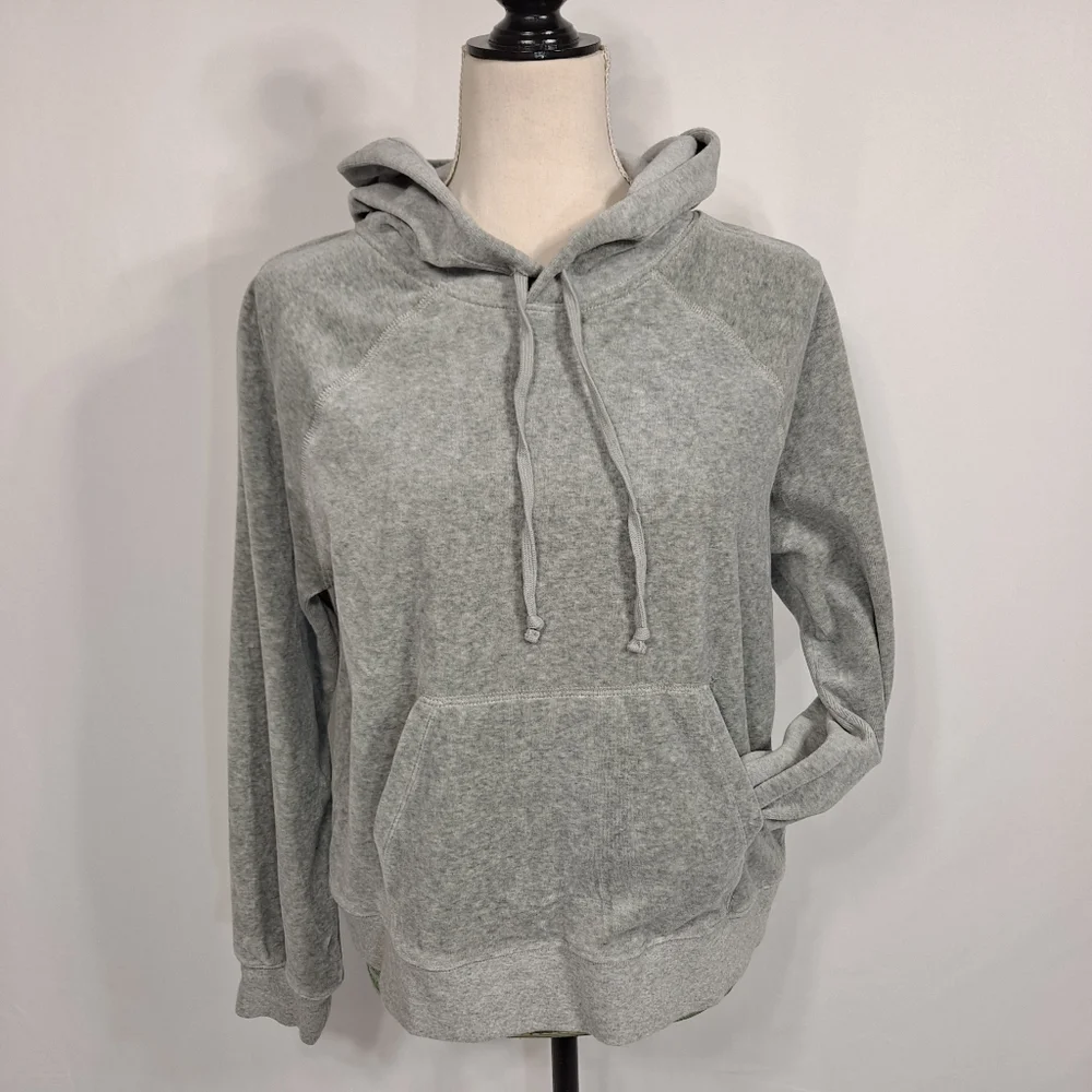 J. Crew Grey Relaxed Velour Pullover Hoodie